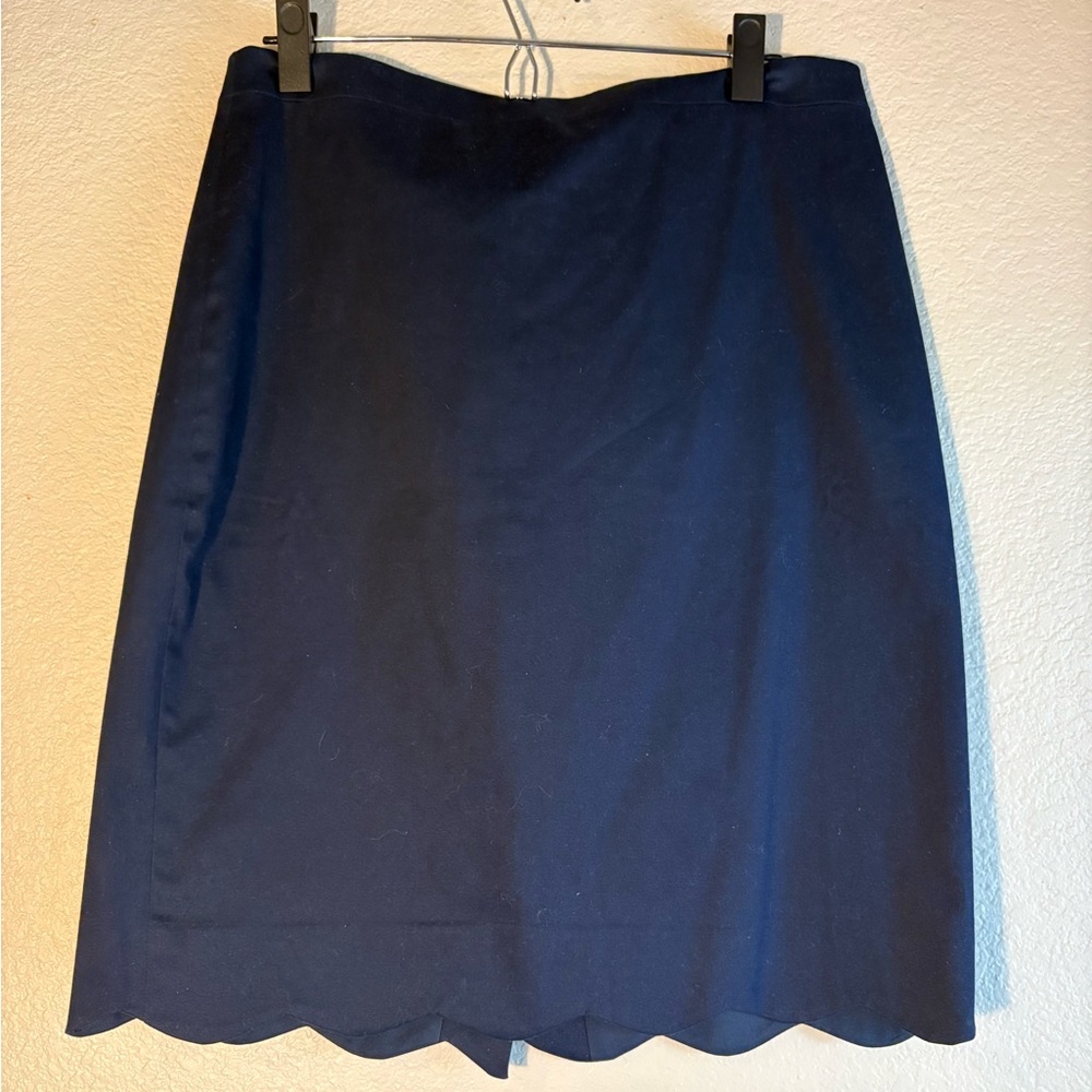 NWT J. Crew Navy A-Line Skirt with Scalloped Hem